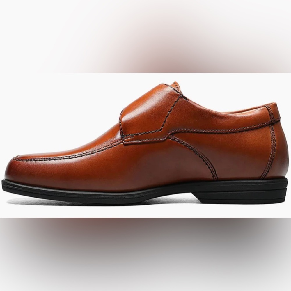 Florsheim Boys' Reveal Monk Jr Strap Cognac Leather Dress Shoes 16541-221 Sz: 7M - Picture 2 of 9